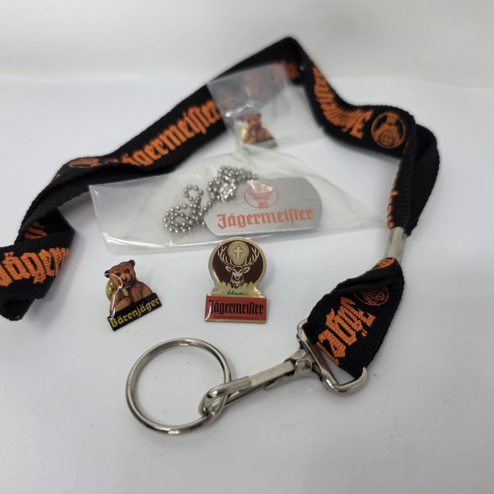 Jagermeister Pin Barenjager 2 Dog Tag Lanyard Lot of 5